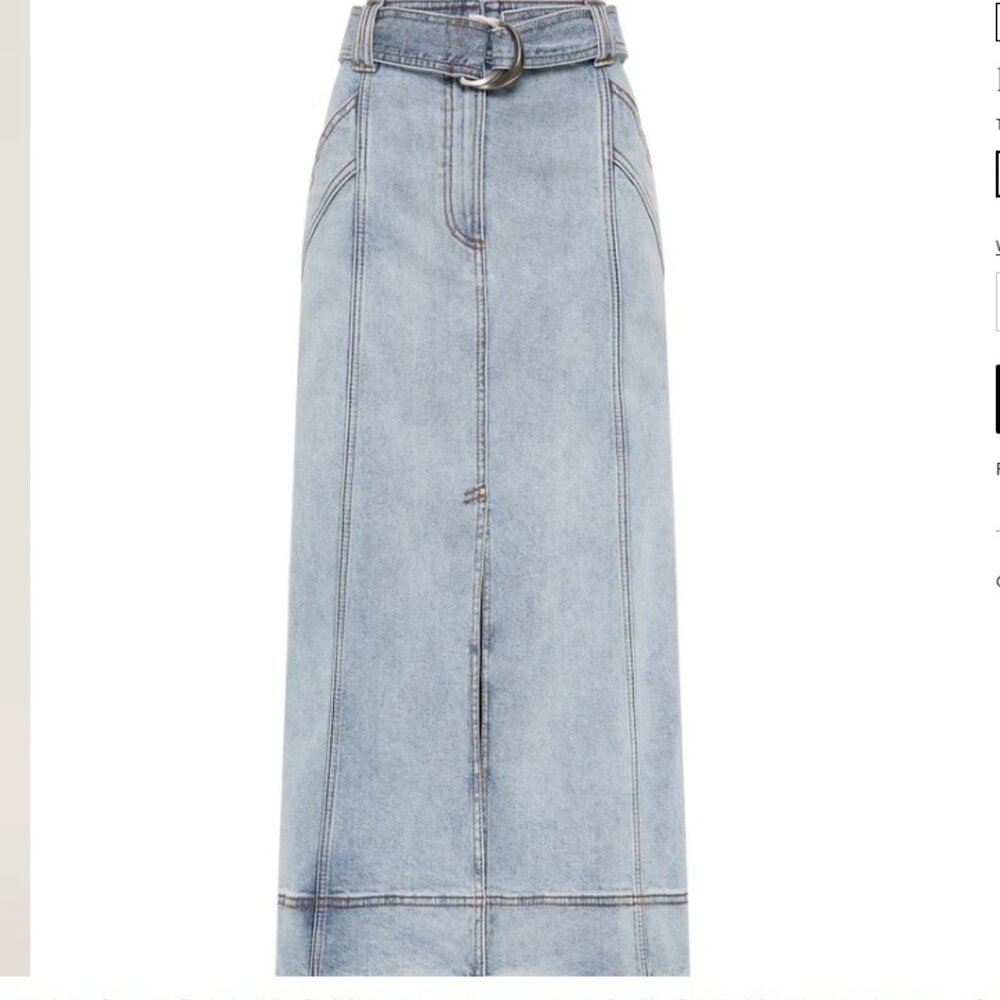 Aje Embrace Denim Midi Two Tone Indigo Belted Skirt Size US 2 New with Tags